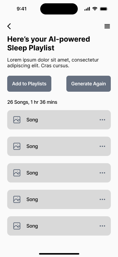 AI-Generated Playlist Wireframe